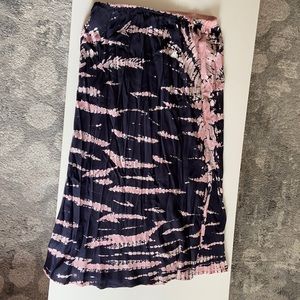 Tie dye midi silk skirt